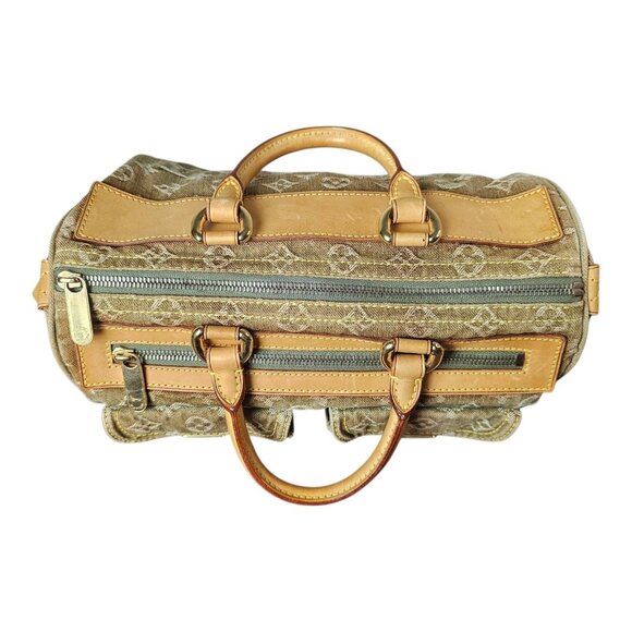 LOUIS VUITTON Green Denim Leather Speedy Neo Monogram Satchel LV LTD EDTN - Picture 7 of 16